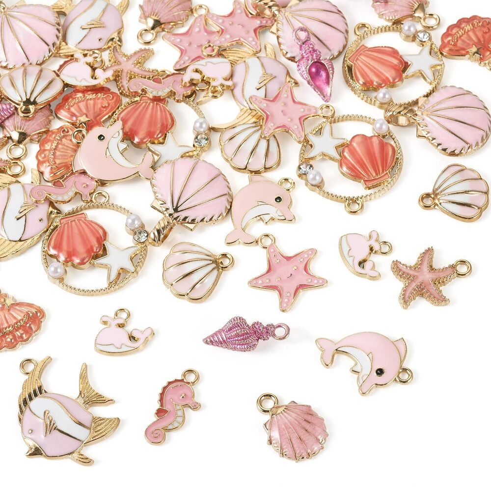 8734 Starfish Whale Shell Sea horse Dolphin Fish Metal Charms Ocean Animal